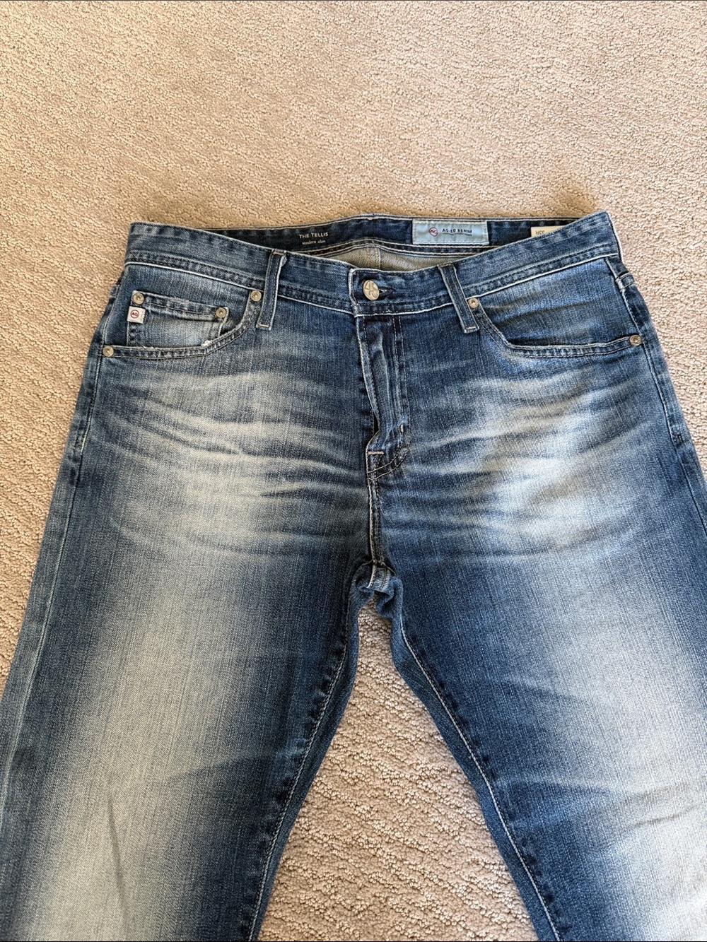 Men's Blue Washed Jeans AG Jeans Tellis modern slim fit